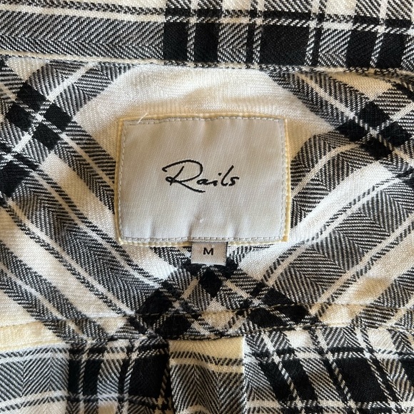 RAILS Hunter Ivory Dove Onyx Plaid Flannel Button-Down Shirt - Picture 6 of 9